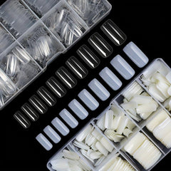 500PCS Full Cover Acrylic Nail Tips 10 Sizes French Style Lady Artificial Tip