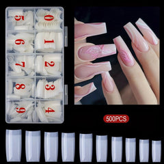 500 Soft Gel Nail Tips Clear Natural Acrylic Pre-shaped False Nails