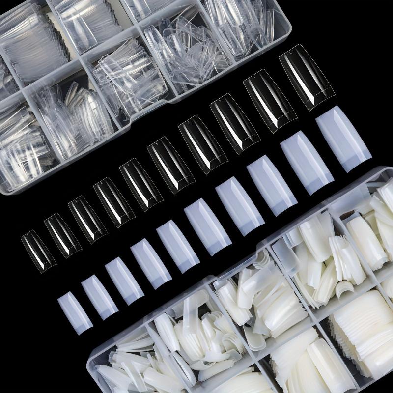 500 Soft Gel Nail Tips Clear Natural Acrylic Pre-shaped False Nails