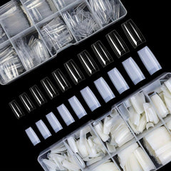 500 Soft Gel Nail Tips Clear Natural Acrylic Pre-shaped False Nails