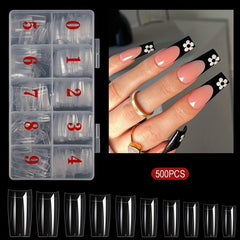 500 Soft Gel Nail Tips Clear Natural Acrylic Pre-shaped False Nails