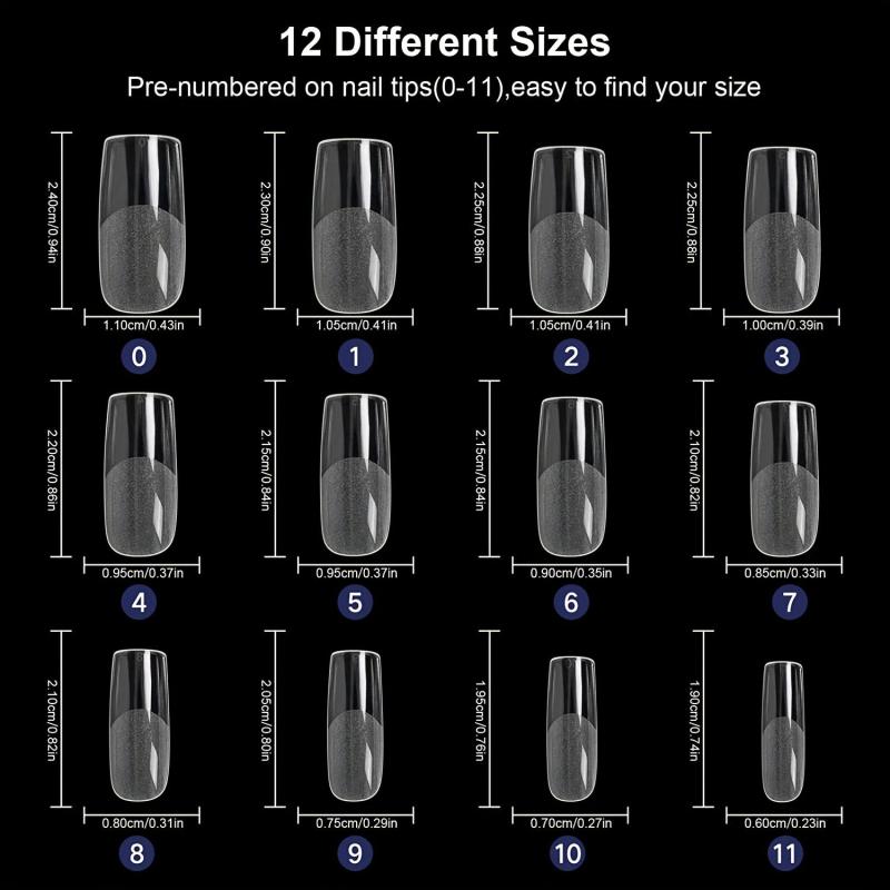 600pcs Full Cover Nail Tips 12 Sizes for DIY Nail Salon Home Use