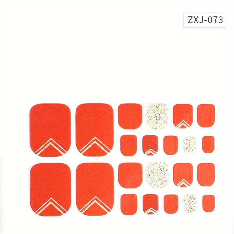 22pcs Korean Japanese Toenail Sticker Full Cover Waterproof Nail Sticker Wraps