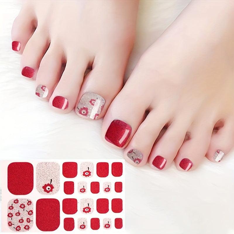 22pcs Korean Japanese Toenail Sticker Full Cover Waterproof Nail Sticker Wraps