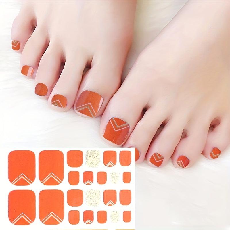 22pcs Korean Japanese Toenail Sticker Full Cover Waterproof Nail Sticker Wraps