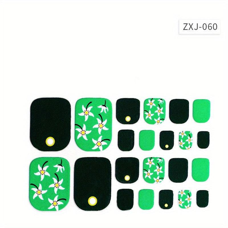22pcs Korean Japanese Toenail Sticker Full Cover Waterproof Nail Sticker Wraps