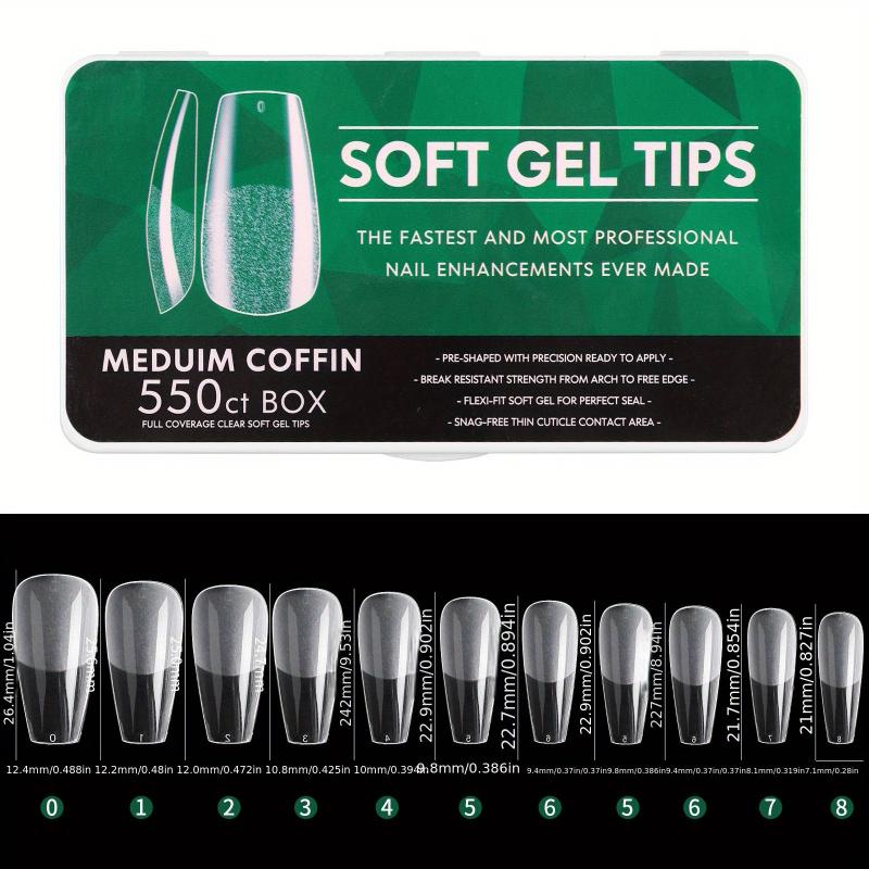 Soft Gel Full Cover Nail Tips Clear False Nails for Gel Nail Extensions