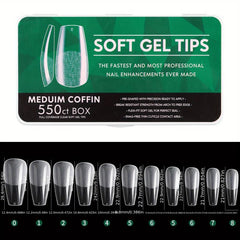 Soft Gel Full Cover Nail Tips Clear False Nails for Gel Nail Extensions