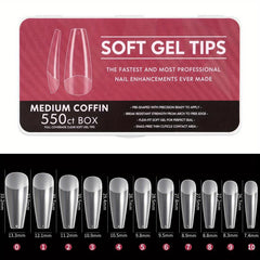 Soft Gel Full Cover Nail Tips Clear False Nails for Gel Nail Extensions