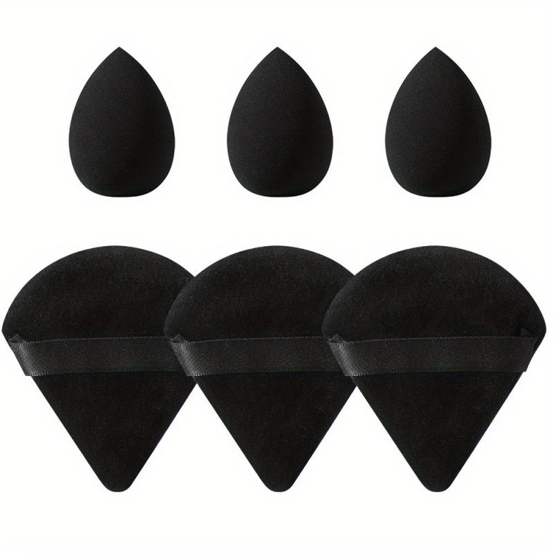 6pcs Makeup Sponge Puff Kit for Face - Mini & Fan Shaped Soft Velvet Puffs