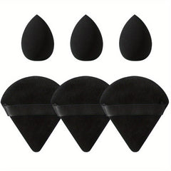 6pcs Makeup Sponge Puff Kit for Face - Mini & Fan Shaped Soft Velvet Puffs