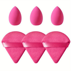 6pcs Makeup Sponge Puff Kit for Face - Mini & Fan Shaped Soft Velvet Puffs