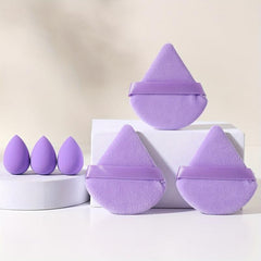 6pcs Makeup Sponge Puff Kit for Face - Mini & Fan Shaped Soft Velvet Puffs