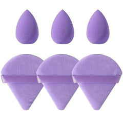 6pcs Makeup Sponge Puff Kit for Face - Mini & Fan Shaped Soft Velvet Puffs