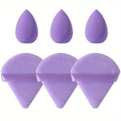 6pcs Makeup Sponge Puff Kit for Face - Mini & Fan Shaped Soft Velvet Puffs