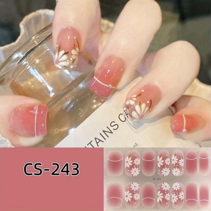 14 Pcs Nail Polish Stickers Flower Full Wraps Self-Adhesive Nail Decals