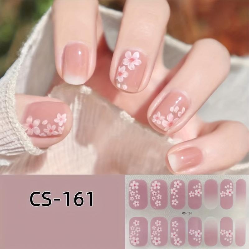 14 Pcs Nail Polish Stickers Flower Full Wraps Self-Adhesive Nail Decals