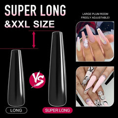 240 Clear Coffin Nail Tips Full Cover Long Gel Nail Press On Nails