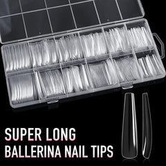 240 Clear Coffin Nail Tips Full Cover Long Gel Nail Press On Nails