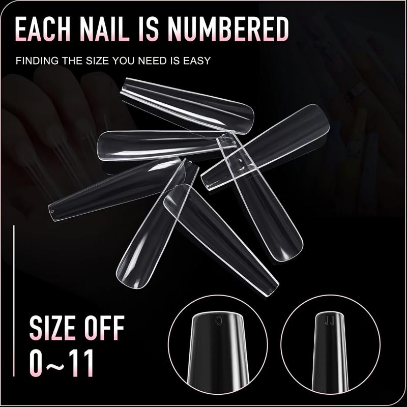 240 Clear Coffin Nail Tips Full Cover Long Gel Nail Press On Nails