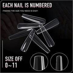 240 Clear Coffin Nail Tips Full Cover Long Gel Nail Press On Nails