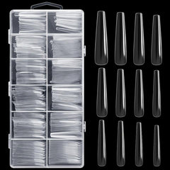 240 Clear Coffin Nail Tips Full Cover Long Gel Nail Press On Nails