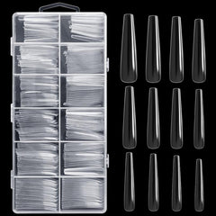 240 Clear Coffin Nail Tips Full Cover Long Gel Nail Press On Nails