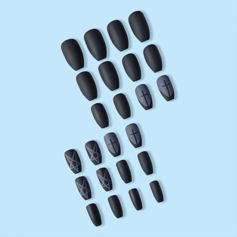 24 pcs Dark Acrylic Full Cover False Nails Easy to Apply Press On