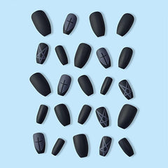 24 pcs Dark Acrylic Full Cover False Nails Easy to Apply Press On