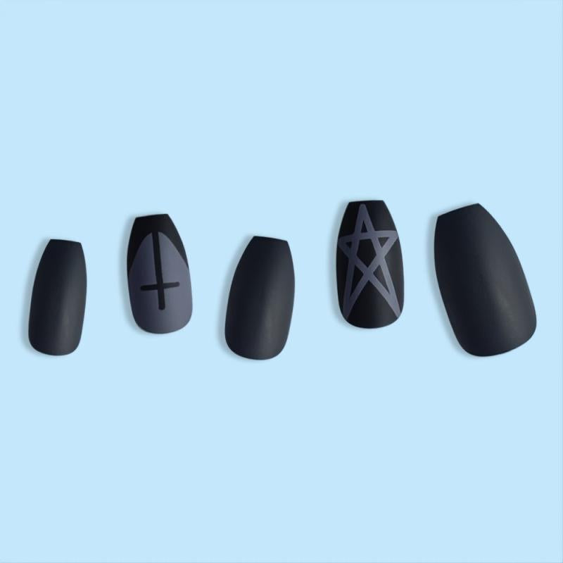 24 pcs Dark Acrylic Full Cover False Nails Easy to Apply Press On