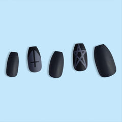 24 pcs Dark Acrylic Full Cover False Nails Easy to Apply Press On