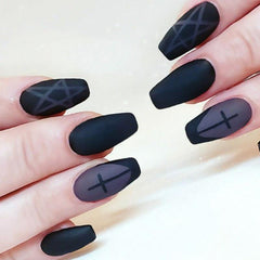 24 pcs Dark Acrylic Full Cover False Nails Easy to Apply Press On