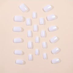 24pcs Glossy Purple French Tip Press On Nails - Short Square False Nails