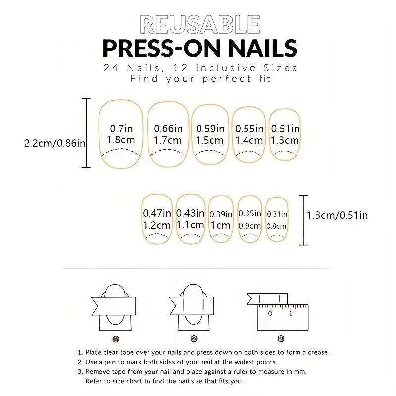 24pcs Glossy Purple French Tip Press On Nails - Short Square False Nails