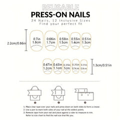 24pcs Glossy Purple French Tip Press On Nails - Short Square False Nails