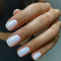 24pcs Glossy Purple French Tip Press On Nails - Short Square False Nails