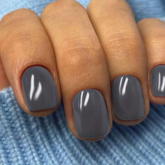 24pcs Glossy Gray Short Square False Nails For Daily Wear