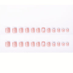 Y2K Pink Press On Nails with Rabbit, Acrylic False Nails for Women