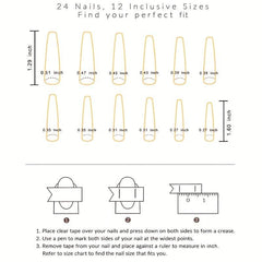 24Pcs Pink Cow TaiChi Press On Nails DIY Manicure Nail Decor