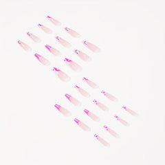 24Pcs Pink Cow TaiChi Press On Nails DIY Manicure Nail Decor