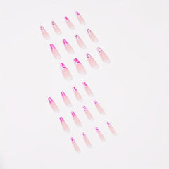 24Pcs Pink Cow TaiChi Press On Nails DIY Manicure Nail Decor