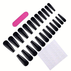 24pcs Glossy Coffin Nails Extra Long Full Cover Ballerina False Nails