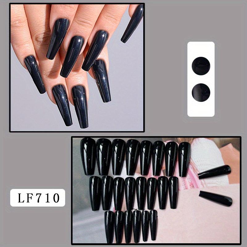 24pcs Glossy Coffin Nails Extra Long Full Cover Ballerina False Nails