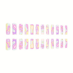 24pcs 3D Matte Pink Press On Nails Set for Women and Girls