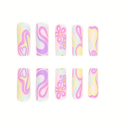 24pcs 3D Matte Pink Press On Nails Set for Women and Girls