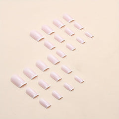 French Tip Press On Nails Medium Nude Pink Square Glue On Stick On Summer Y2K