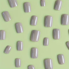 24pcs Glossy Gray Square Press On Nails Acrylic False Nails