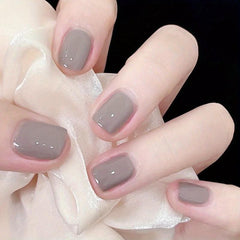 24pcs Glossy Gray Square Press On Nails Acrylic False Nails