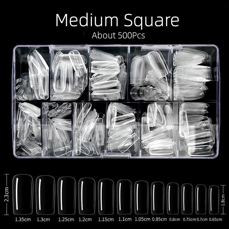 500pcs Soft Gel Nail Tips Clear Acrylic Nail Tips Pre-shaped False Nail Tips