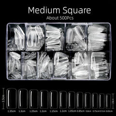 500pcs Soft Gel Nail Tips Clear Acrylic Nail Tips Pre-shaped False Nail Tips